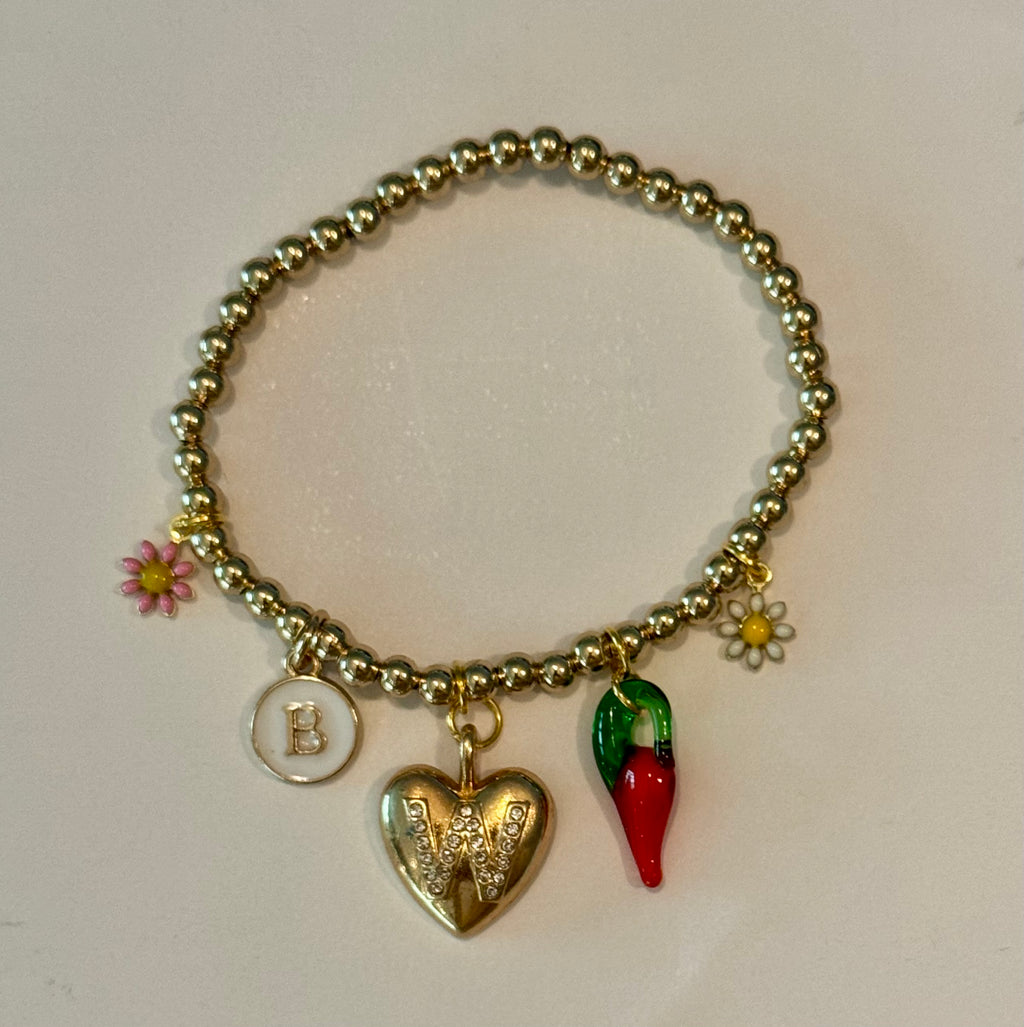 Customized 18K Gold PVD Coated Stainless Steel Metal Beaded Stretch Bracelet