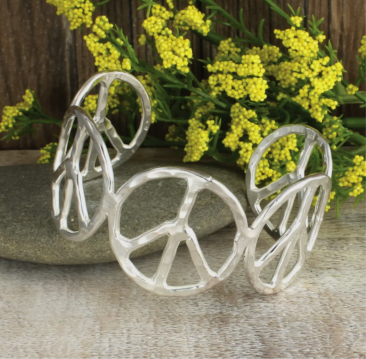 Peace Cuff Bracelet (Silver)