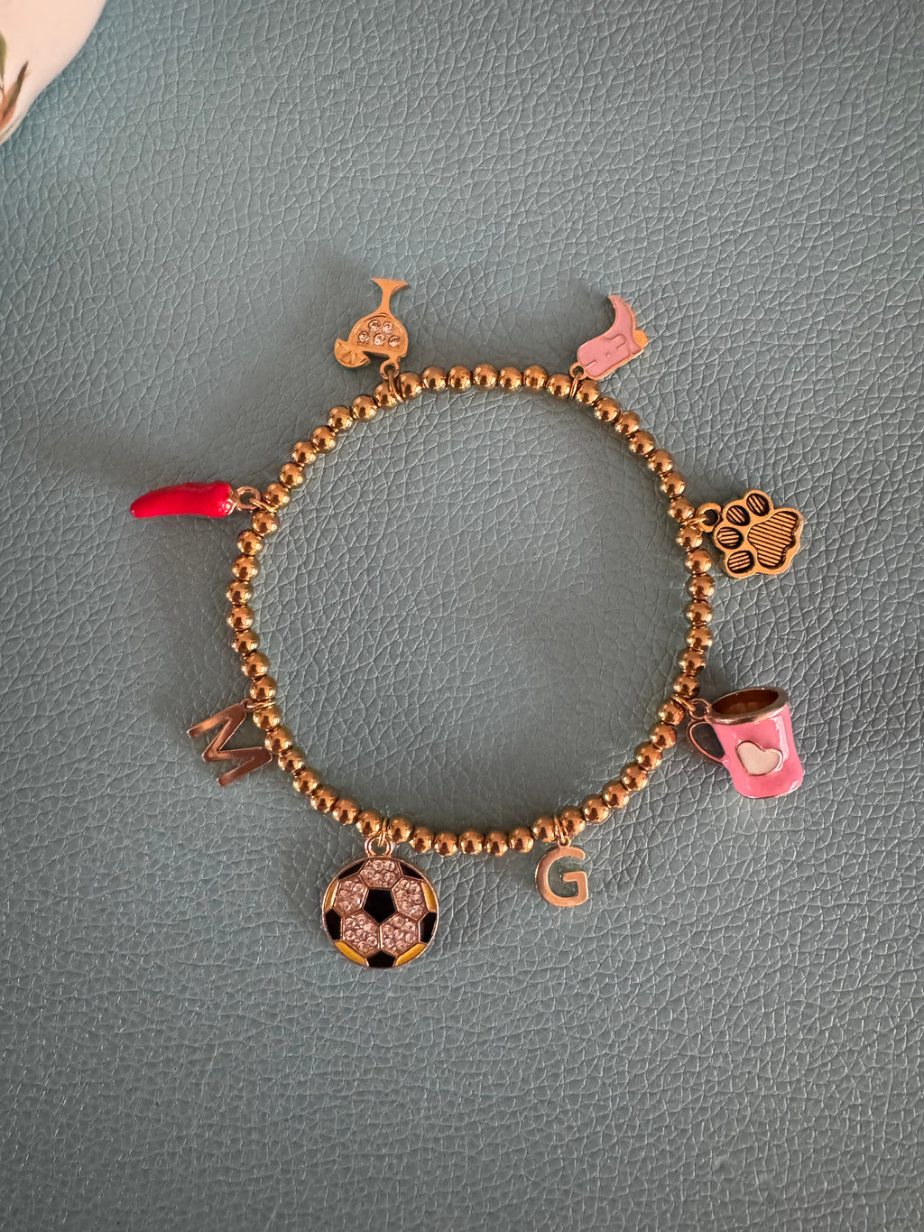 Customized 18K Gold PVD Coated Stainless Steel Metal Beaded Stretch Bracelet