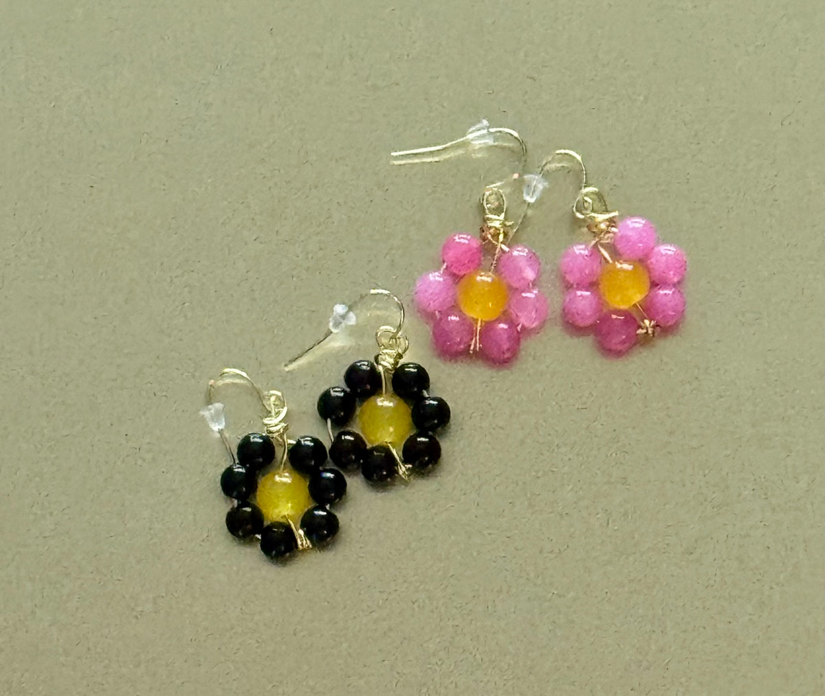 Hypoallergenic Beaded Flower Earrings