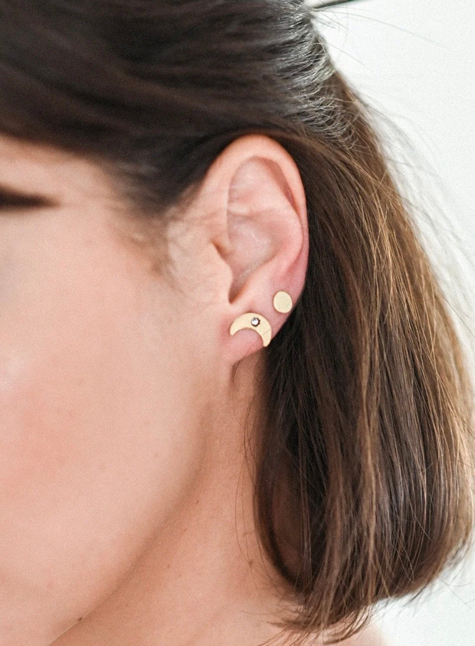 Ruchi Crescent Moon Tiny Dot Gold Stud
Earrings Set of 2