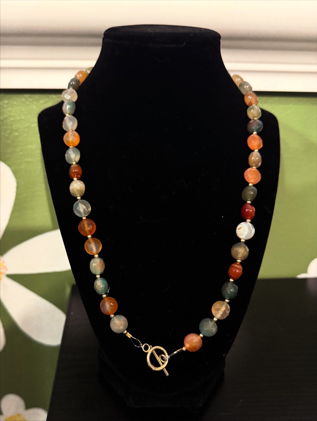 “Mother Earth” beaded toggle charm necklace