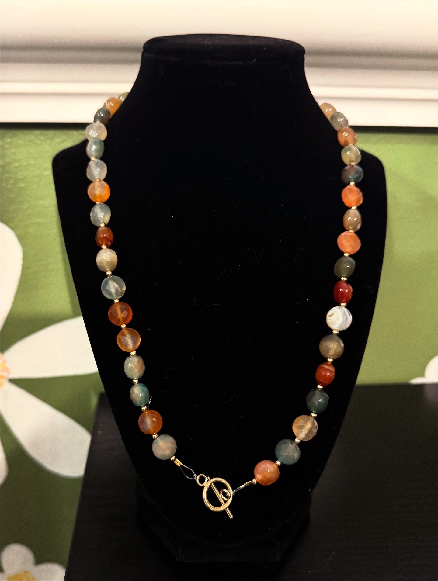 “Mother Earth” beaded toggle charm necklace