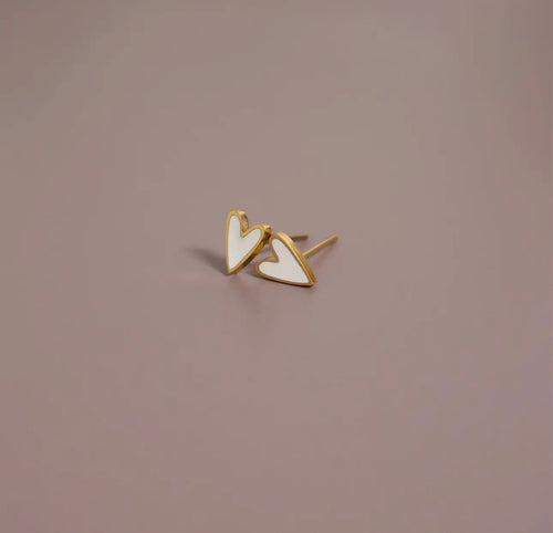 18K Gold Pvd Stainless Steel White
Heart Stud Earrings