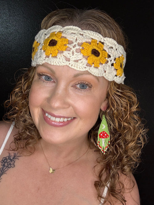 Beaded Mushroom Earrings