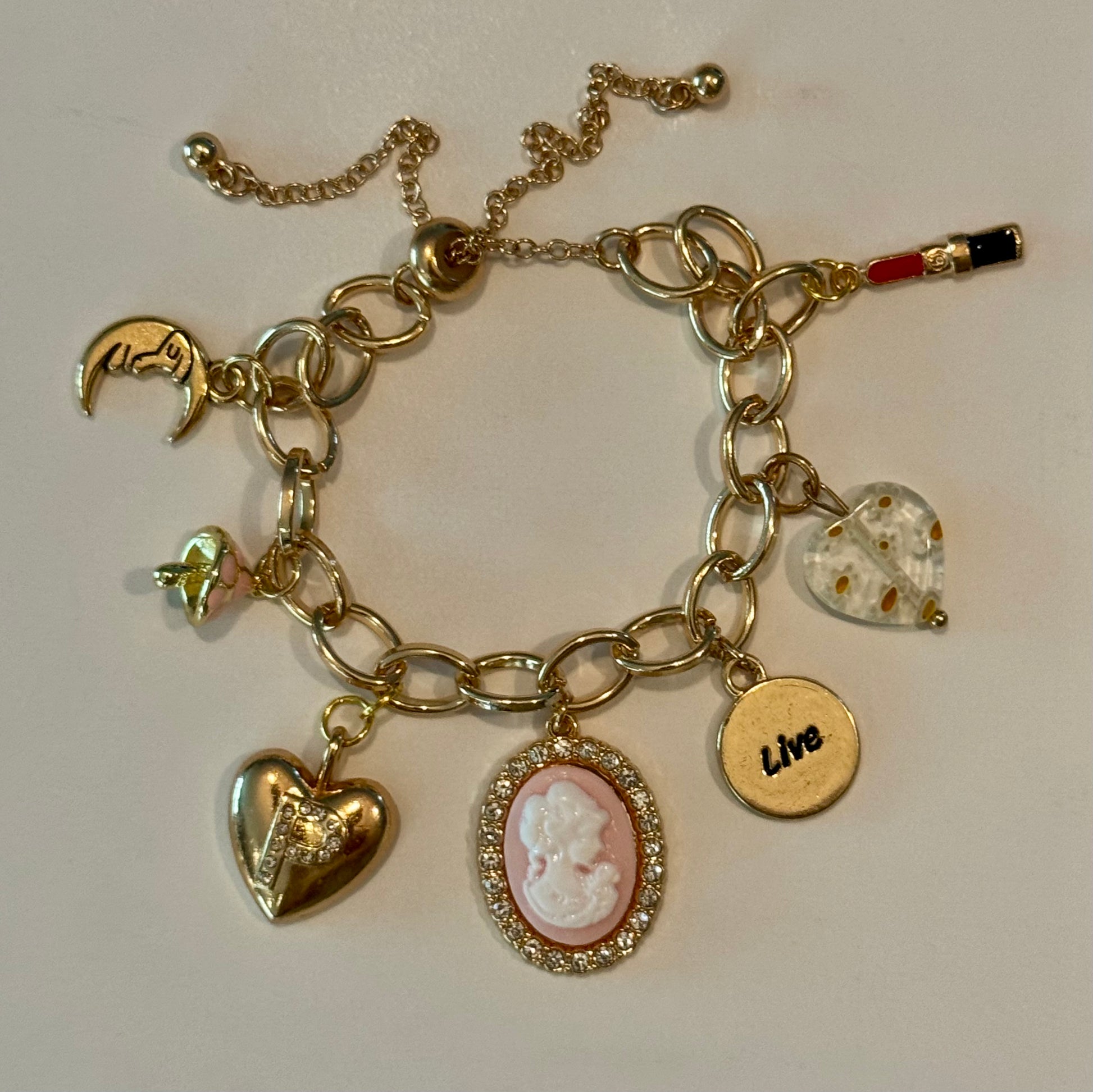 Customized Cable Slider Charm Bracelet (Gold)