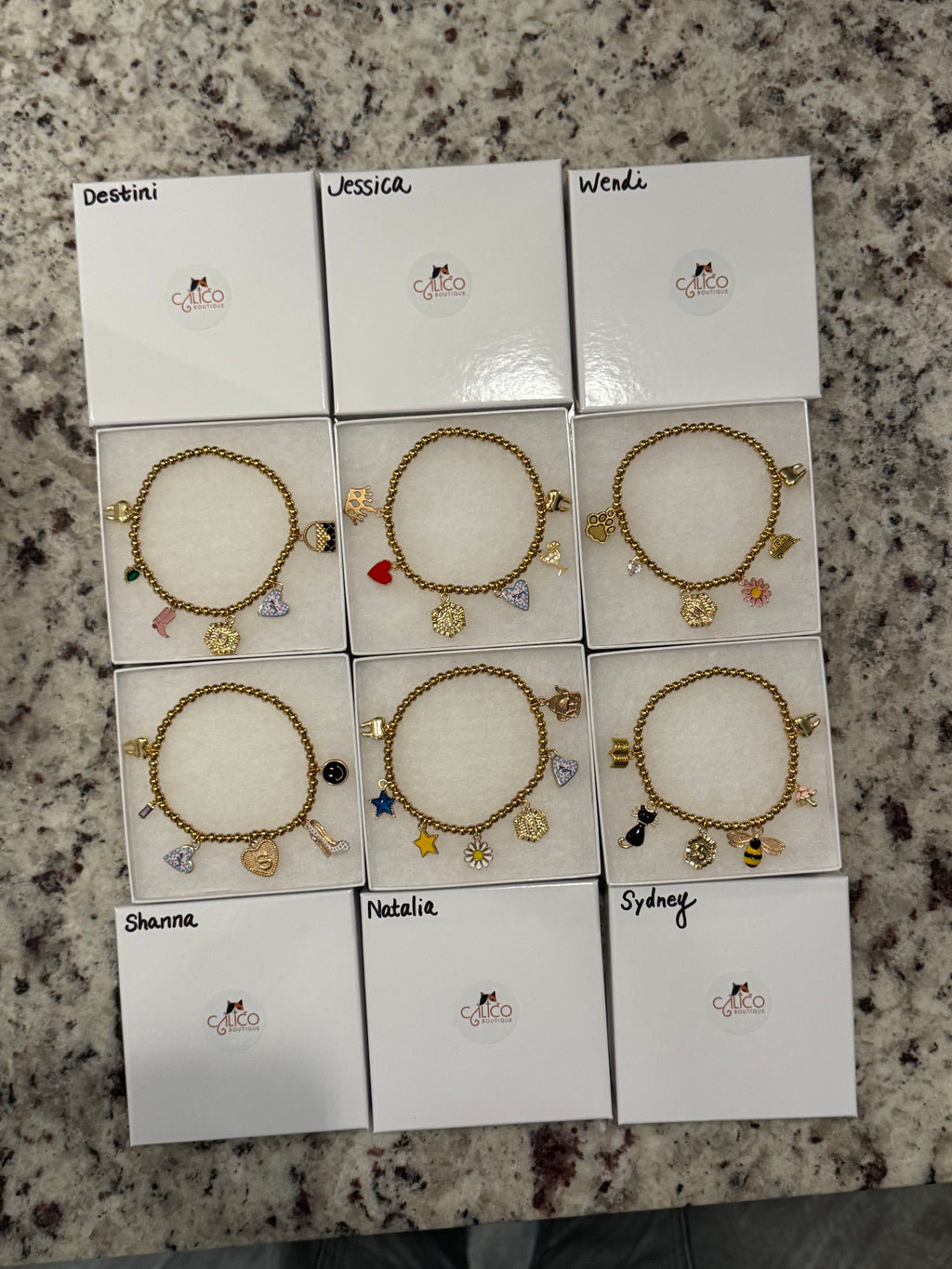 Customized 18K Gold PVD Coated Stainless Steel Metal Beaded Stretch Bracelet