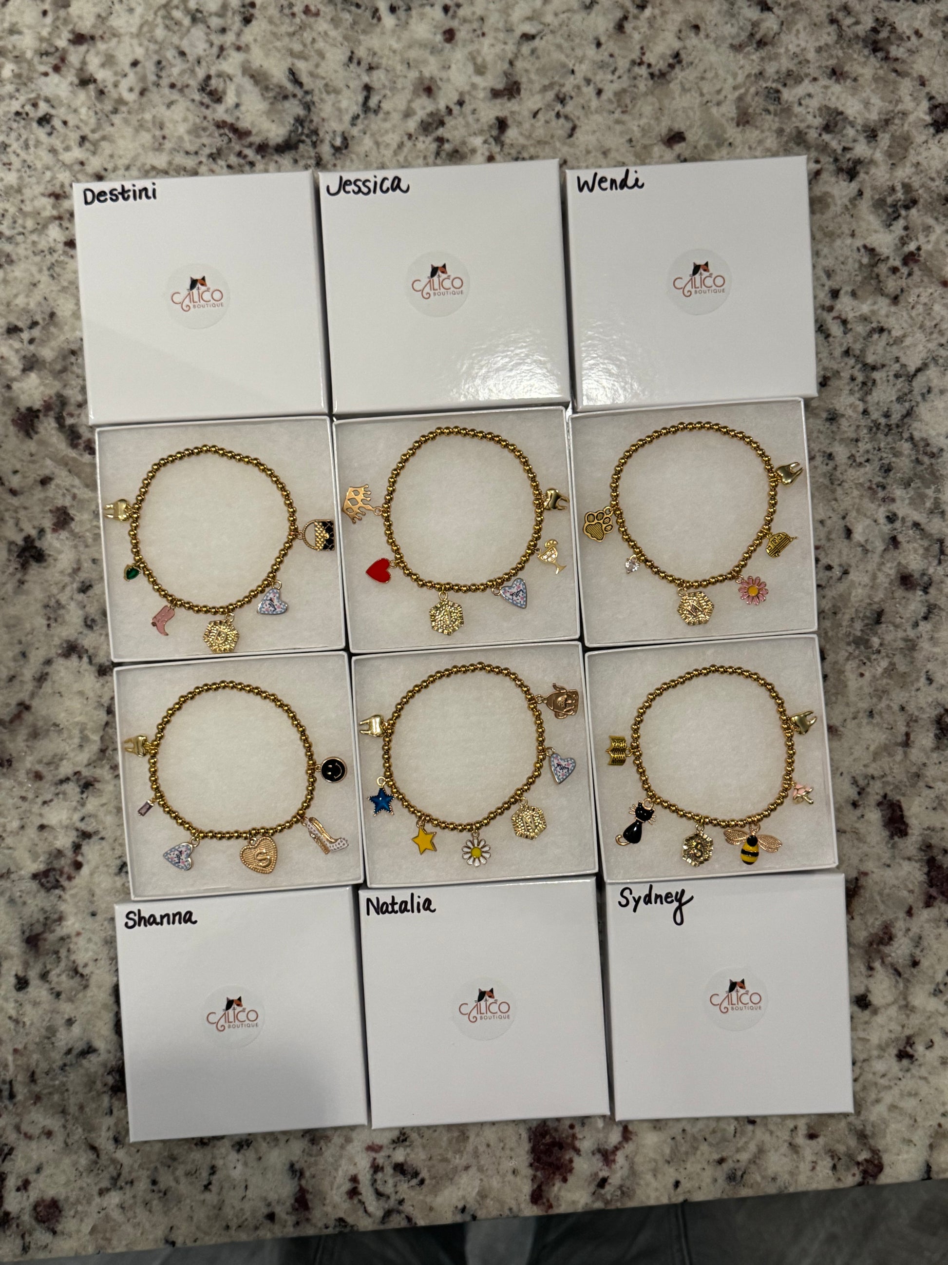 Customized 18K Gold PVD Coated Stainless Steel Metal Beaded Stretch Bracelet