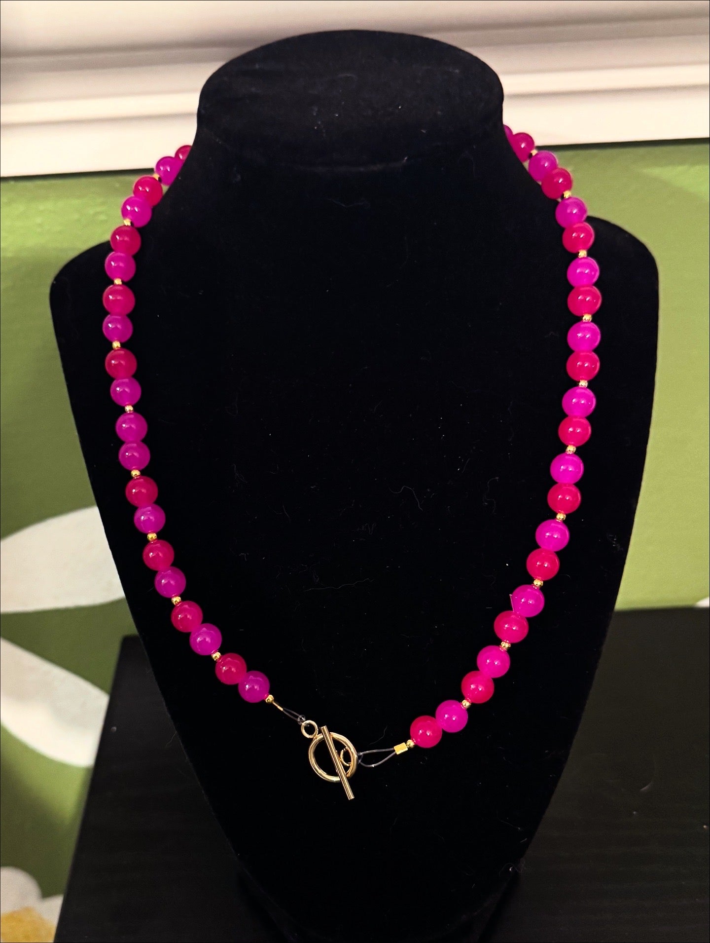 “#1 Stunner” beaded toggle charm necklace