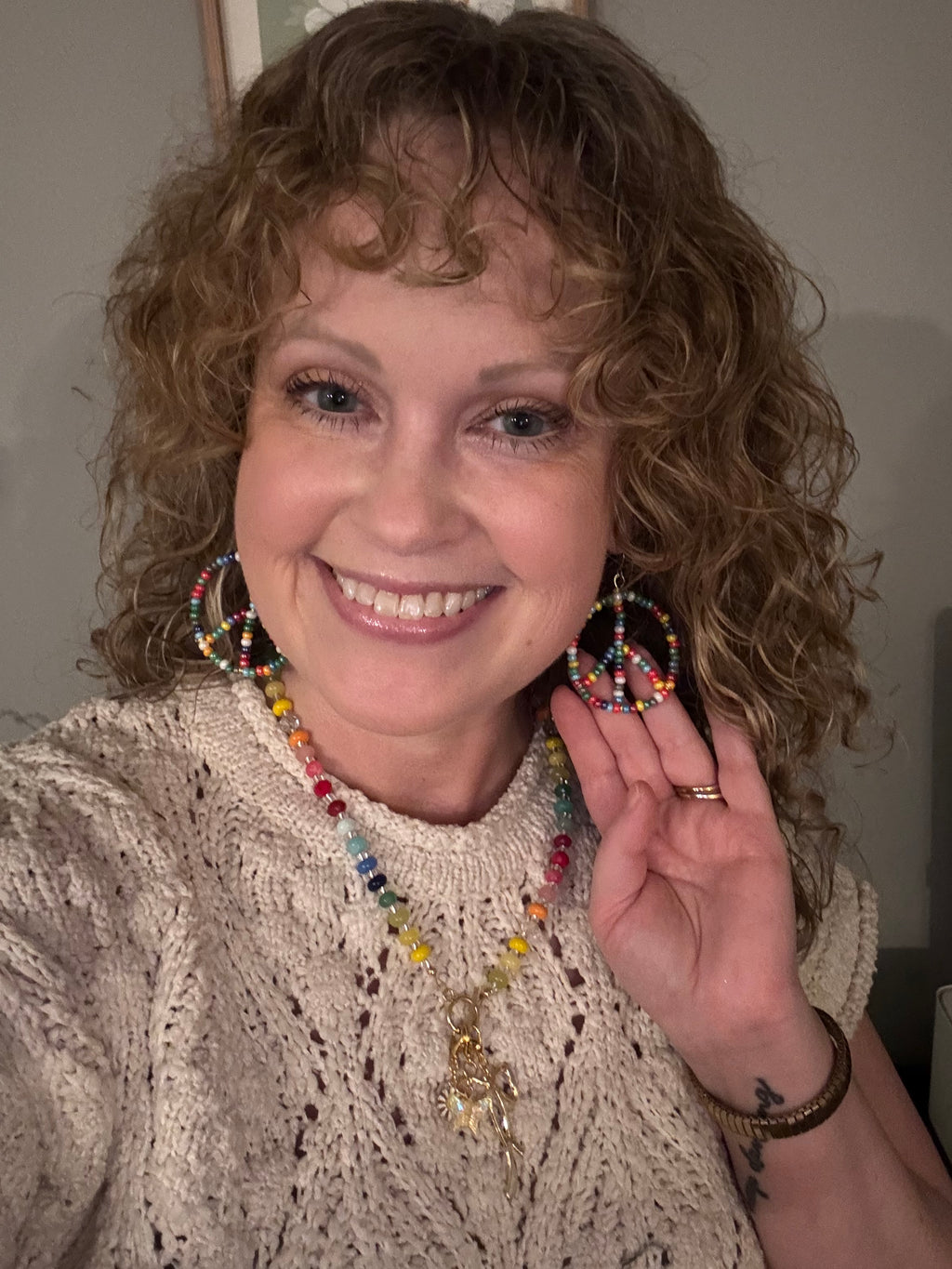 Handmade Beaded Hypoallergenic Peace Sign Earrings