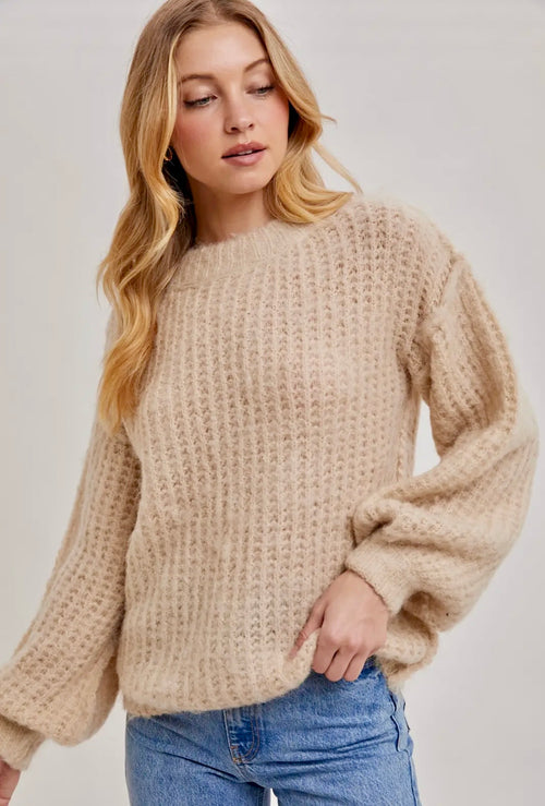 Bluivy Oversized Waffle Knit Sweater (Oatmeal Color)
