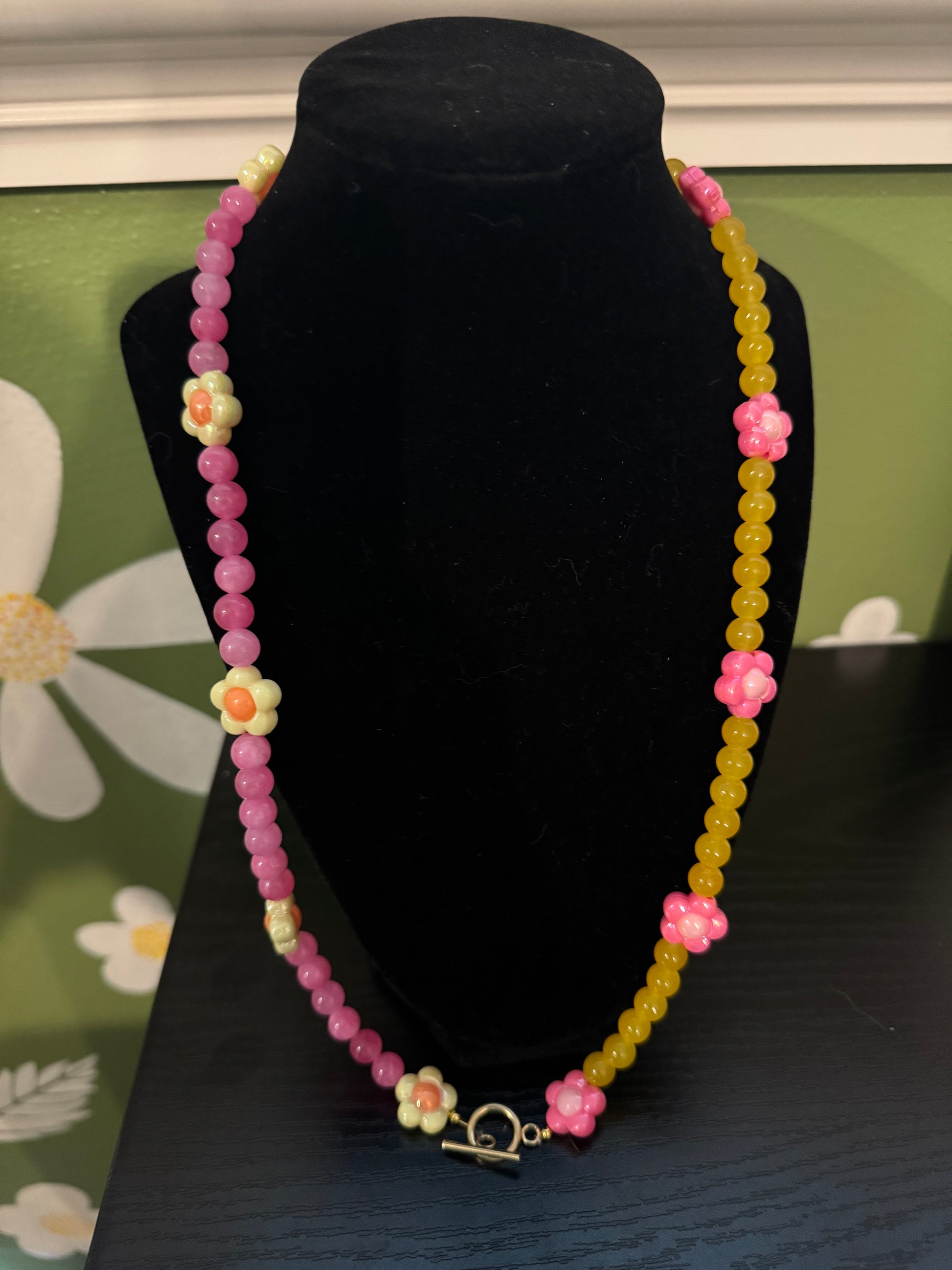 “Whoopsiedaisy!” beaded toggle charm necklace