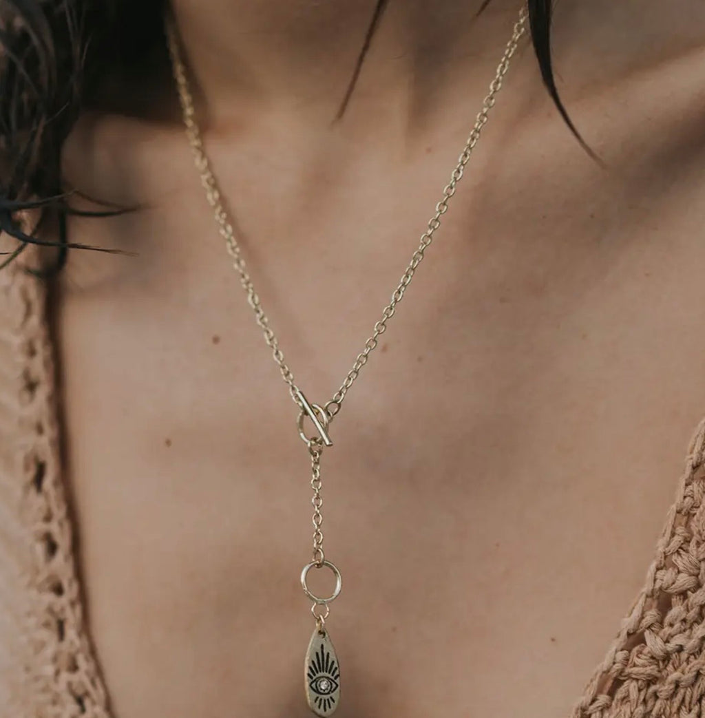 Ruchi Evil Eye Dainty Gold Drop
Lariat Necklace