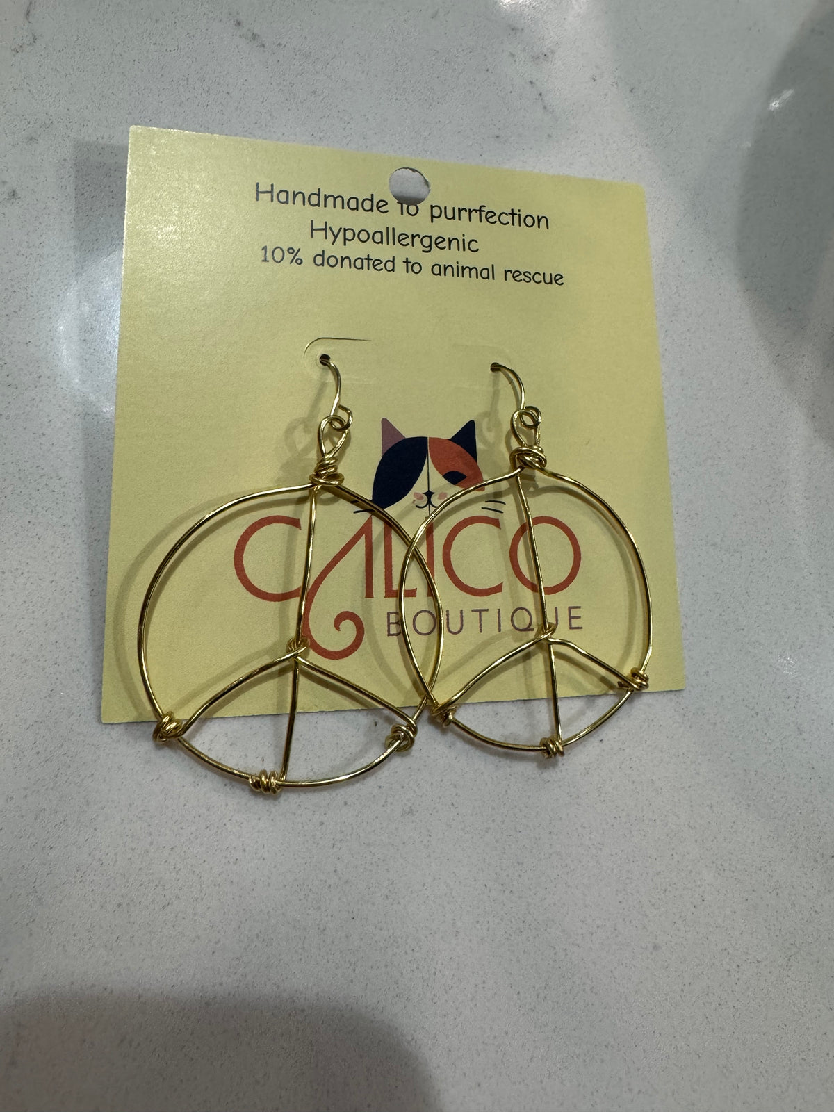 Wire-Wrapped Peace Sign Earrings