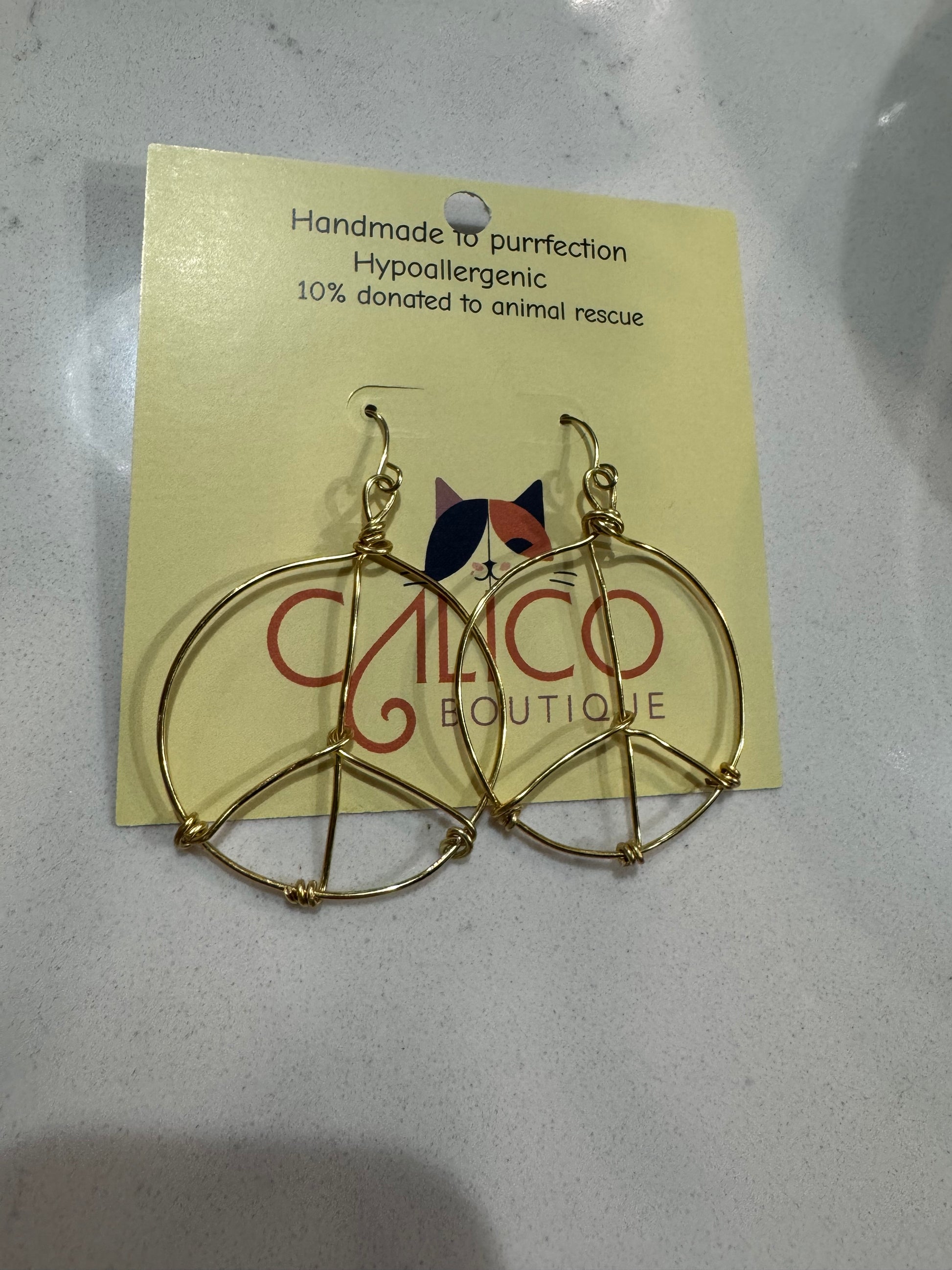 Wire-Wrapped Peace Sign Earrings