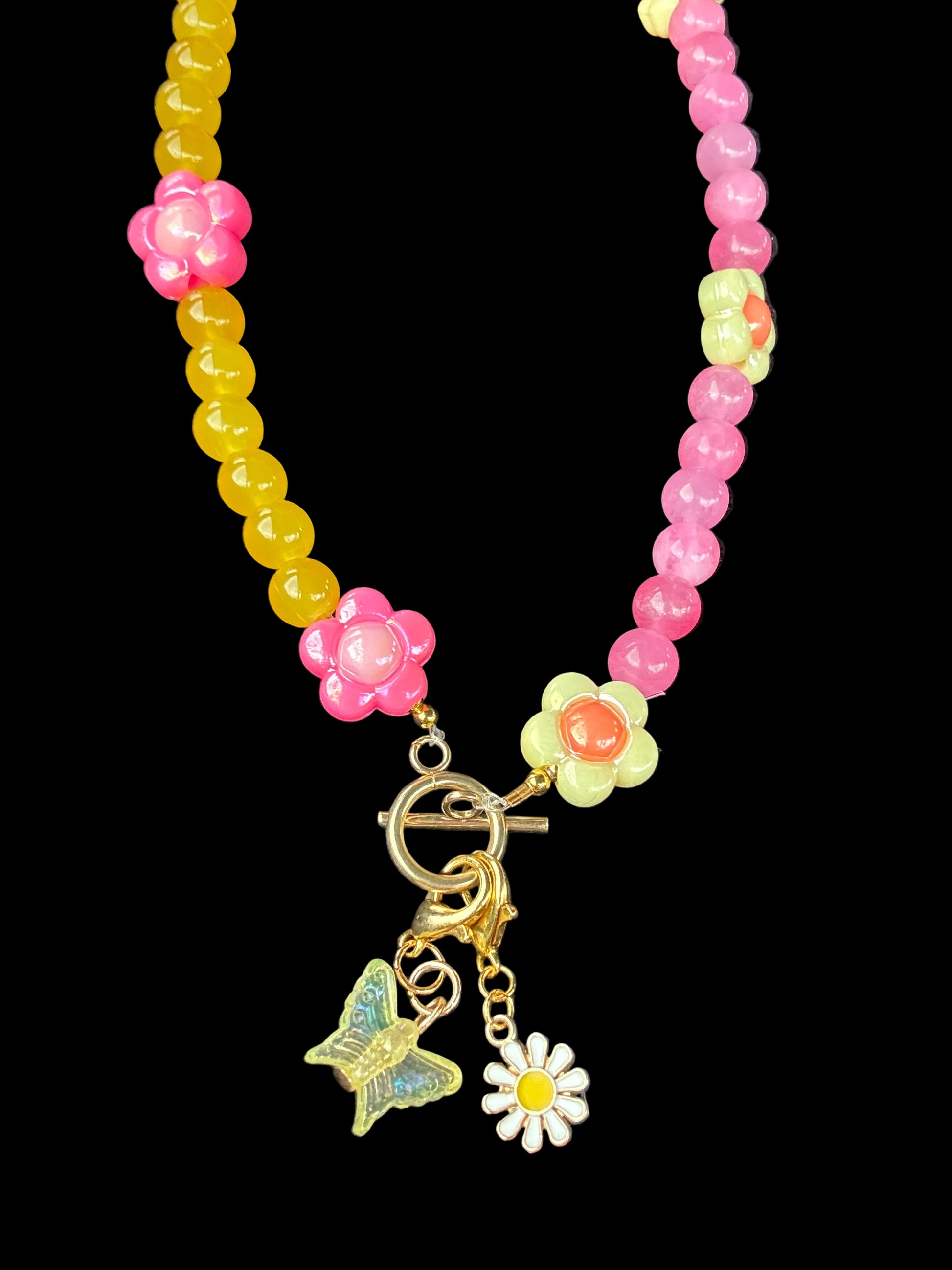 “Whoopsiedaisy!” beaded toggle charm necklace