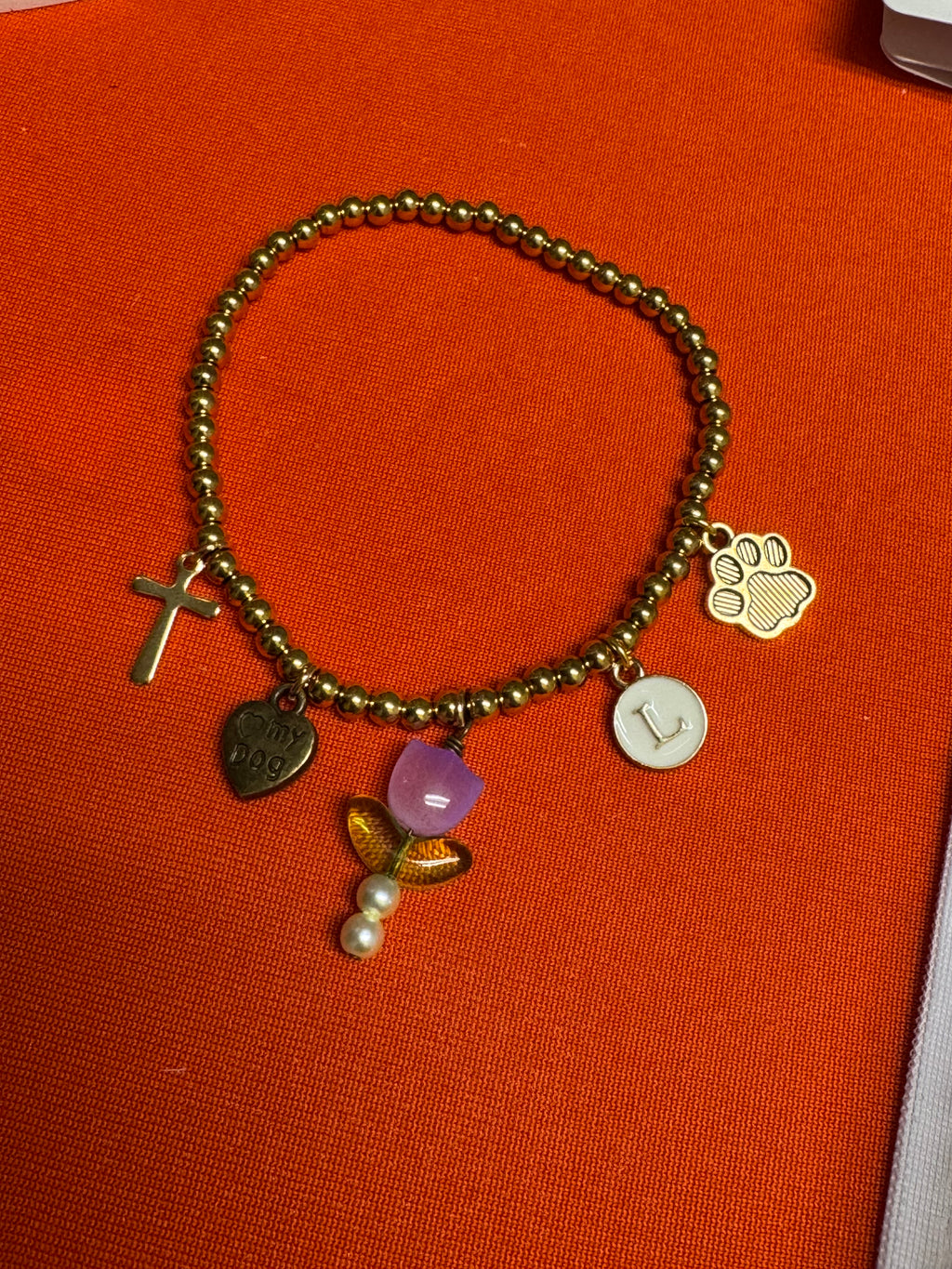 Customized 18K Gold PVD Coated Stainless Steel Metal Beaded Stretch Bracelet