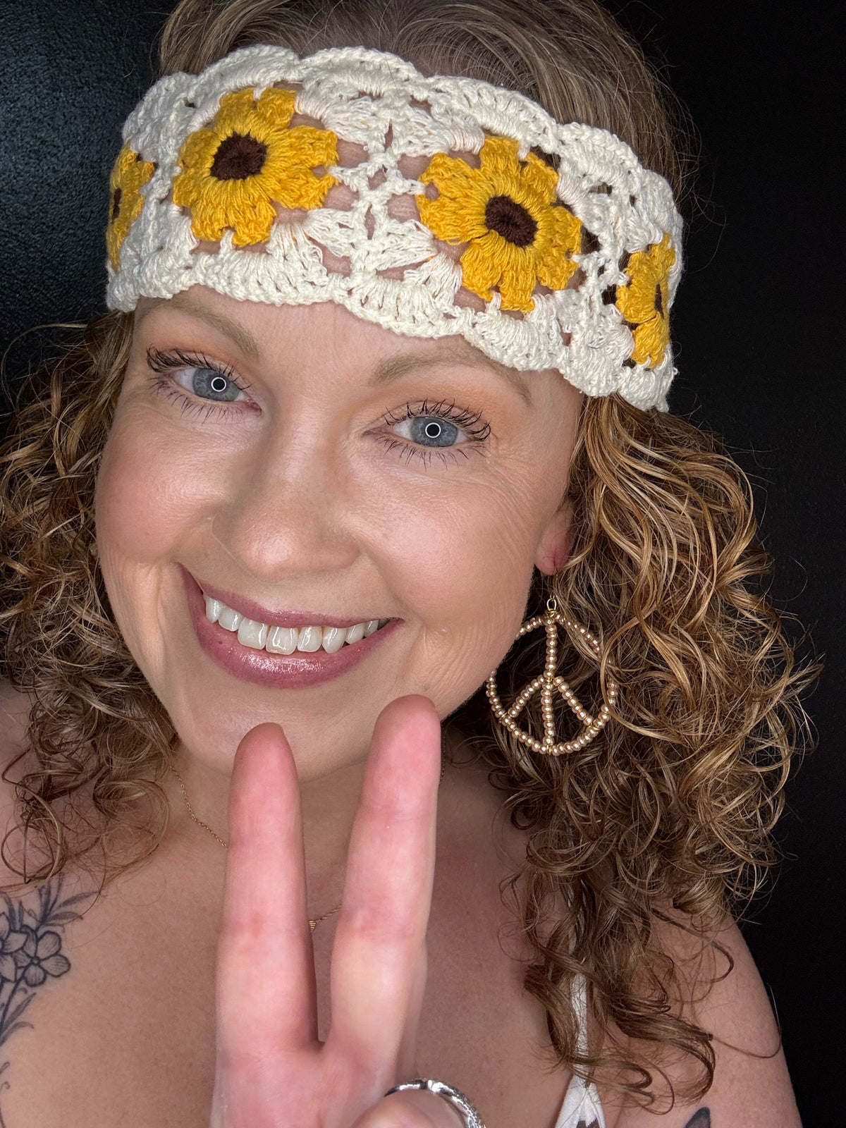 Handmade Beaded Hypoallergenic Peace Sign Earrings