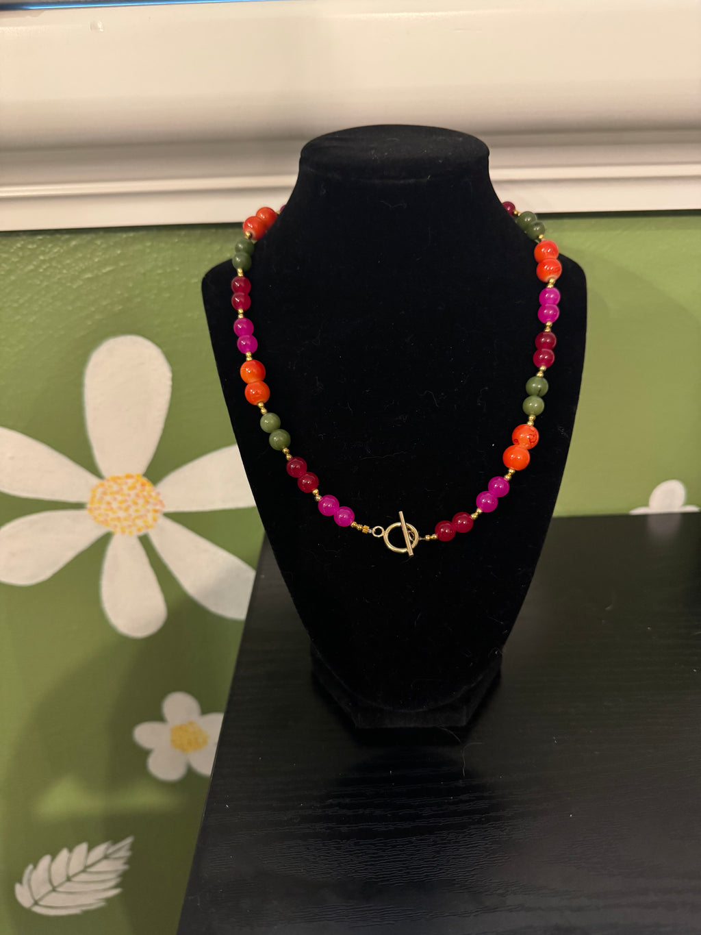 “Slay All Day” beaded toggle charm necklace