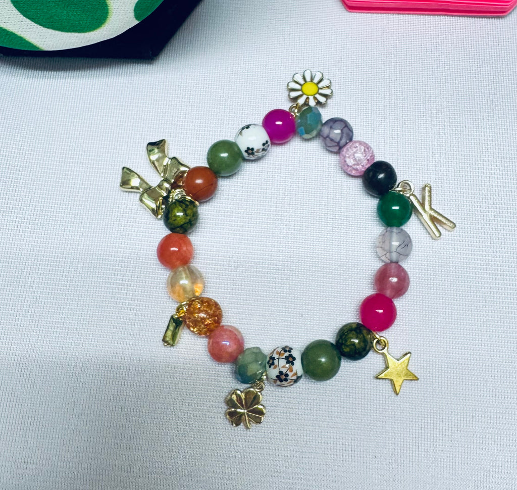 Customized 18K Gold PVD Coated Stainless Steel Metal Beaded Stretch Bracelet