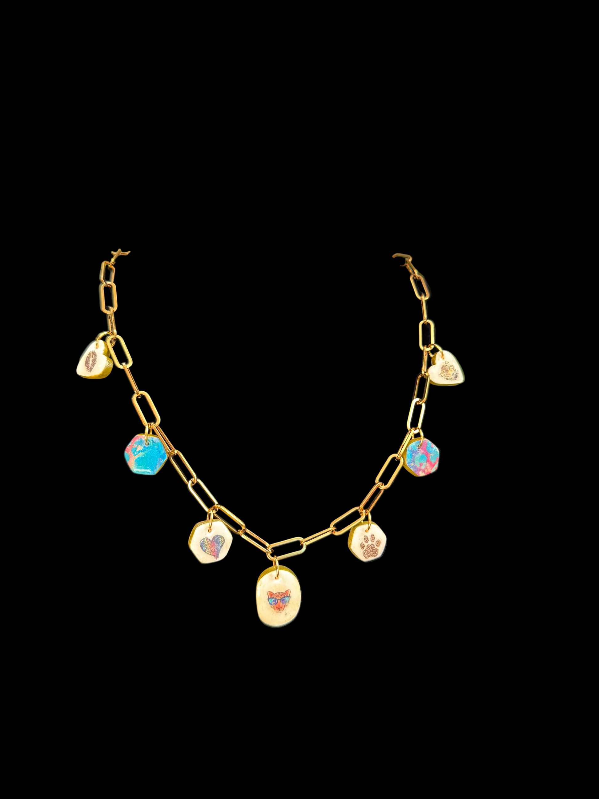 Lisa Frank Inspired Clay Charm Necklace (Tiger)